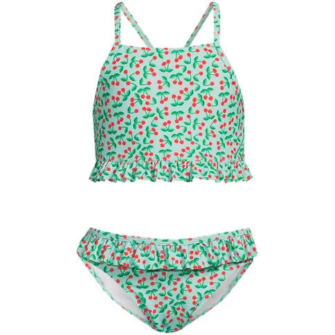 Orange Stars crop bikini met ruches mintgroen/rood Meisjes Polyester All over print