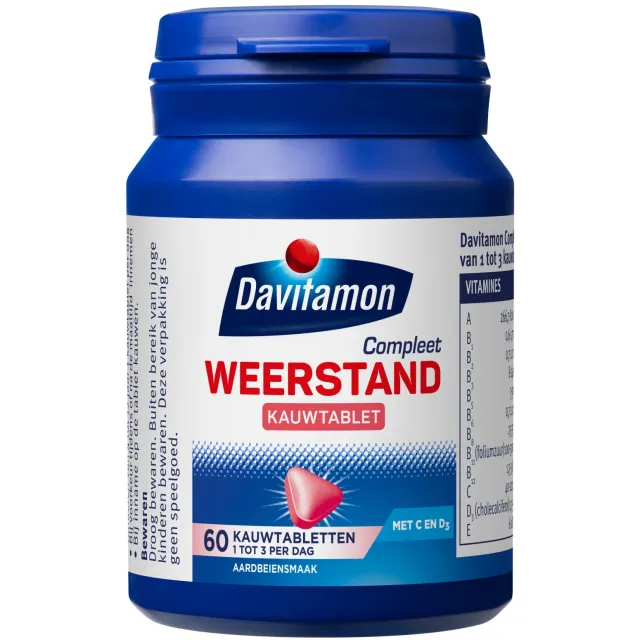 Davitamon Compleet Weerstand kauwvitamines aardbei