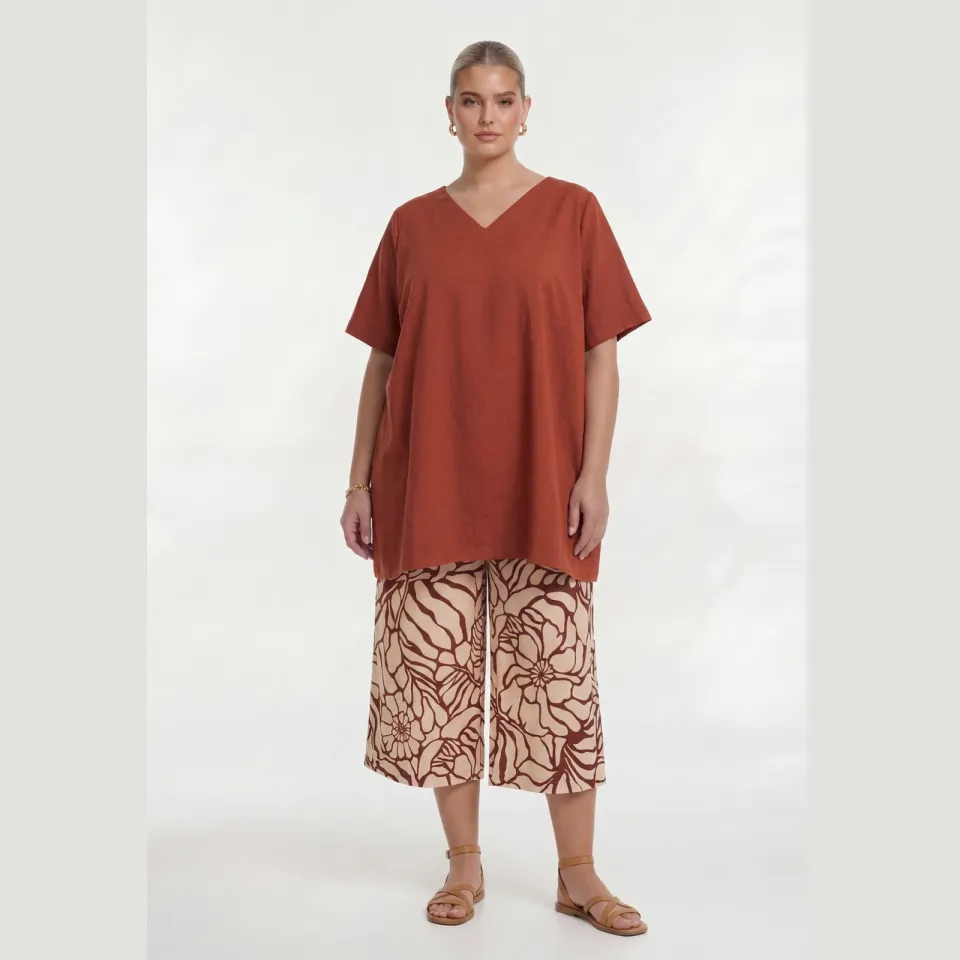 Yoek BLOOMPOPPY culotte beige donkerrood, foto 4