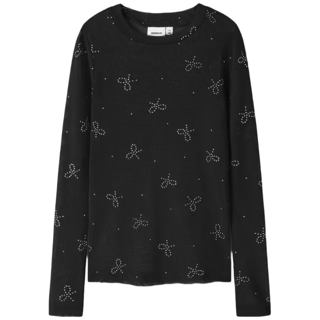 NAME IT KIDS top met glitters - zwart