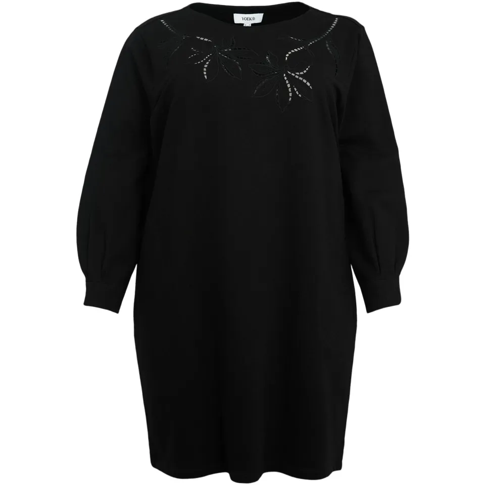 Yoek Moonfleece jurk zwart, foto 3