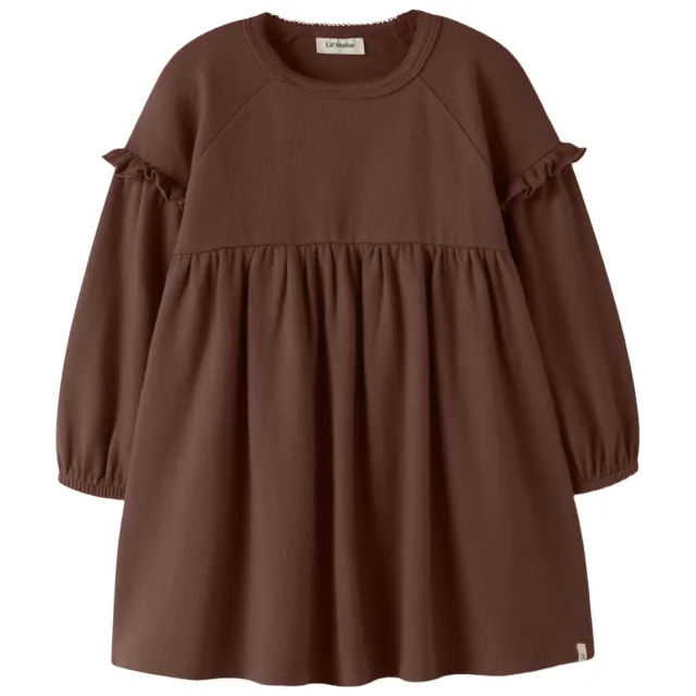 Lil' Atelier midi A-lijn jurk met ruches bruin