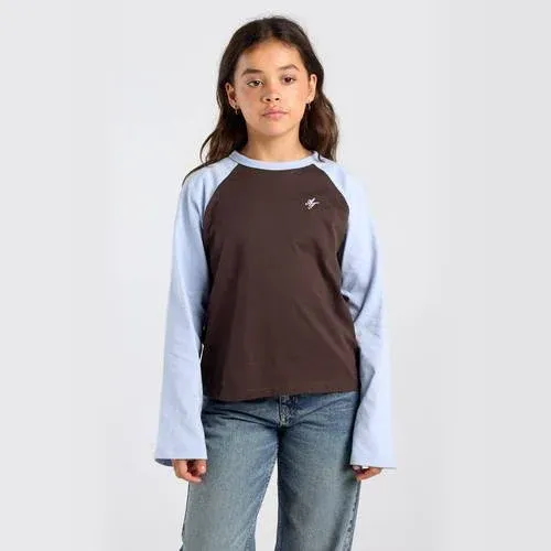 America Today longsleeve bruin/lichtblauw, foto 2