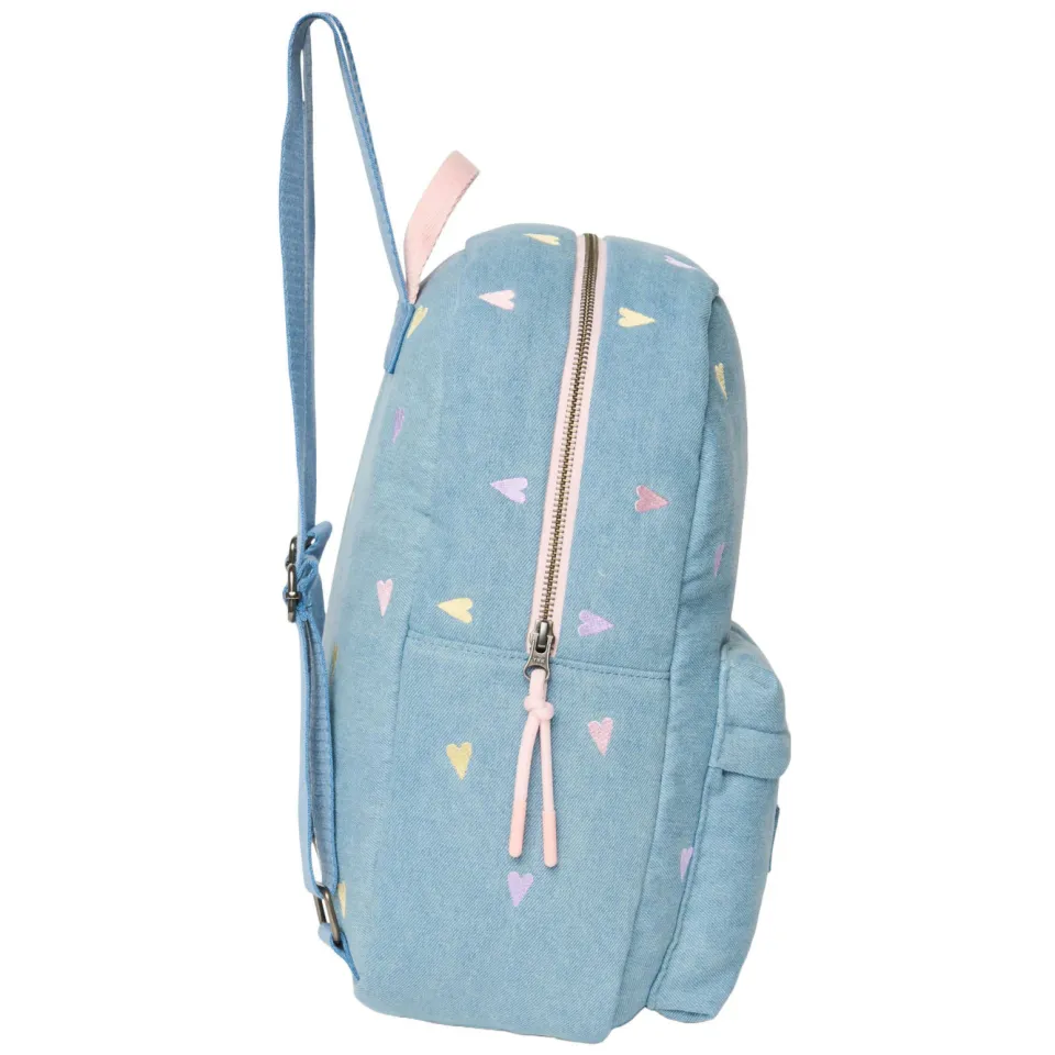 Studio Noos denim midi rugzak met hartjes lichtblauw, foto 2