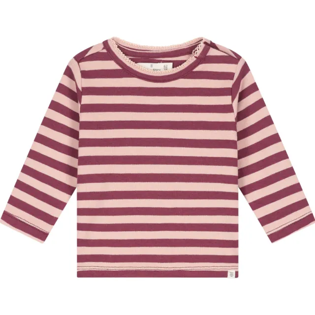 A Tiny Story gestreepte longsleeve donkerrood/lichtroze, foto 2