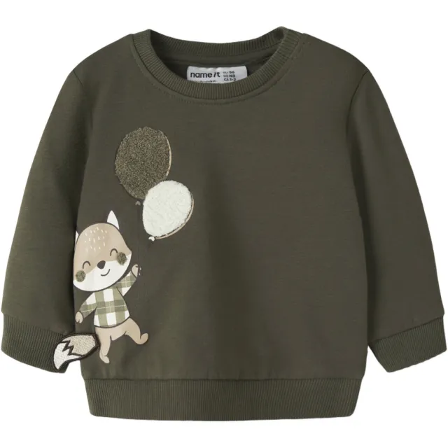NAME IT BABY sweater met borduursels - olijfgroen