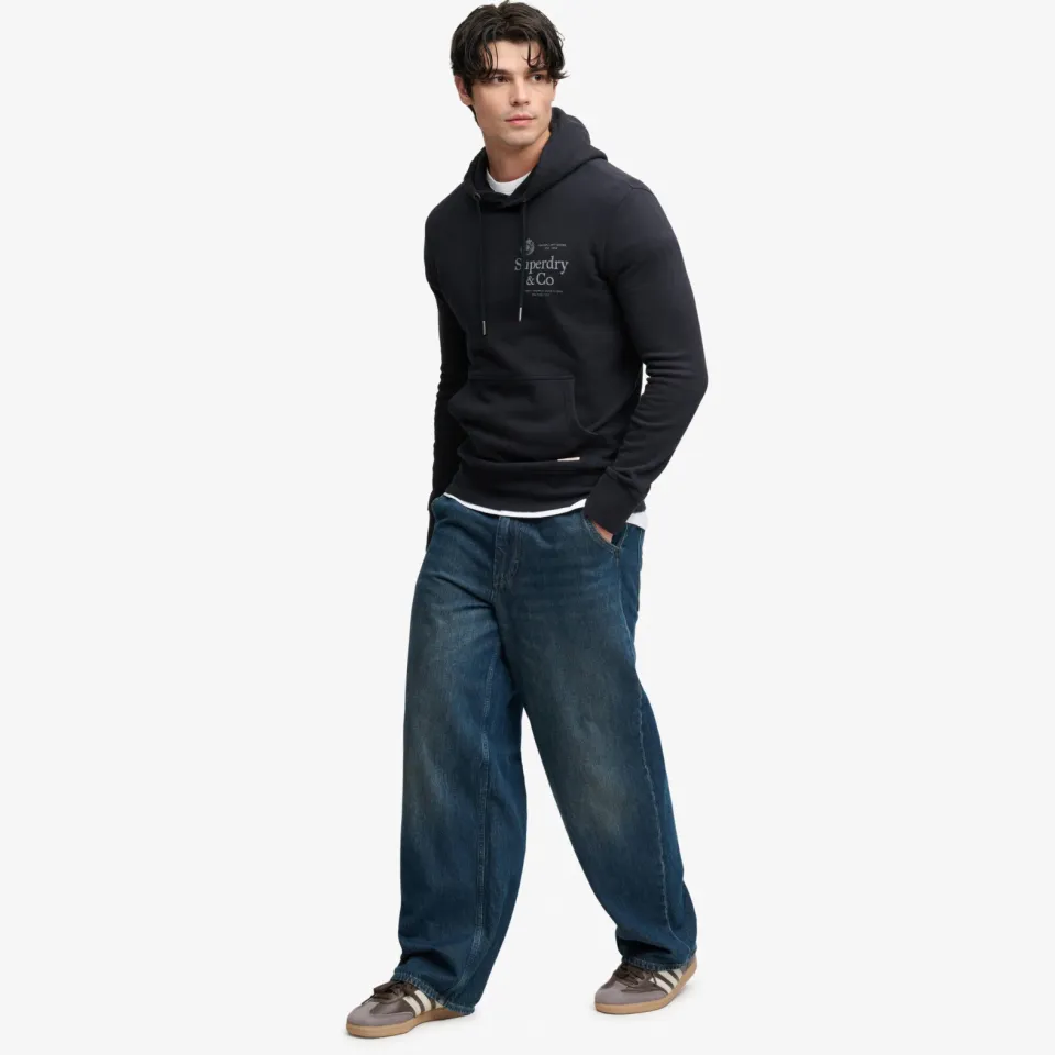 Superdry 1954 COMPANY RELAXED HOOD regular fit hoodie met logo - donkerblauw Dark Navy