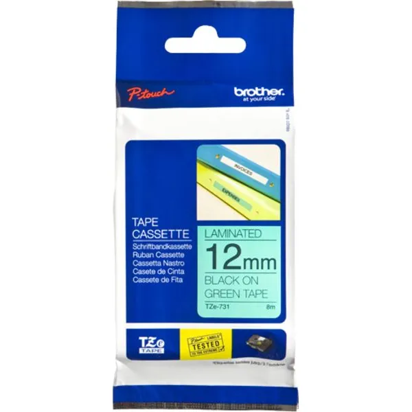 Brother TZe-731 Tape Zwart op groen (12 mm), foto 2