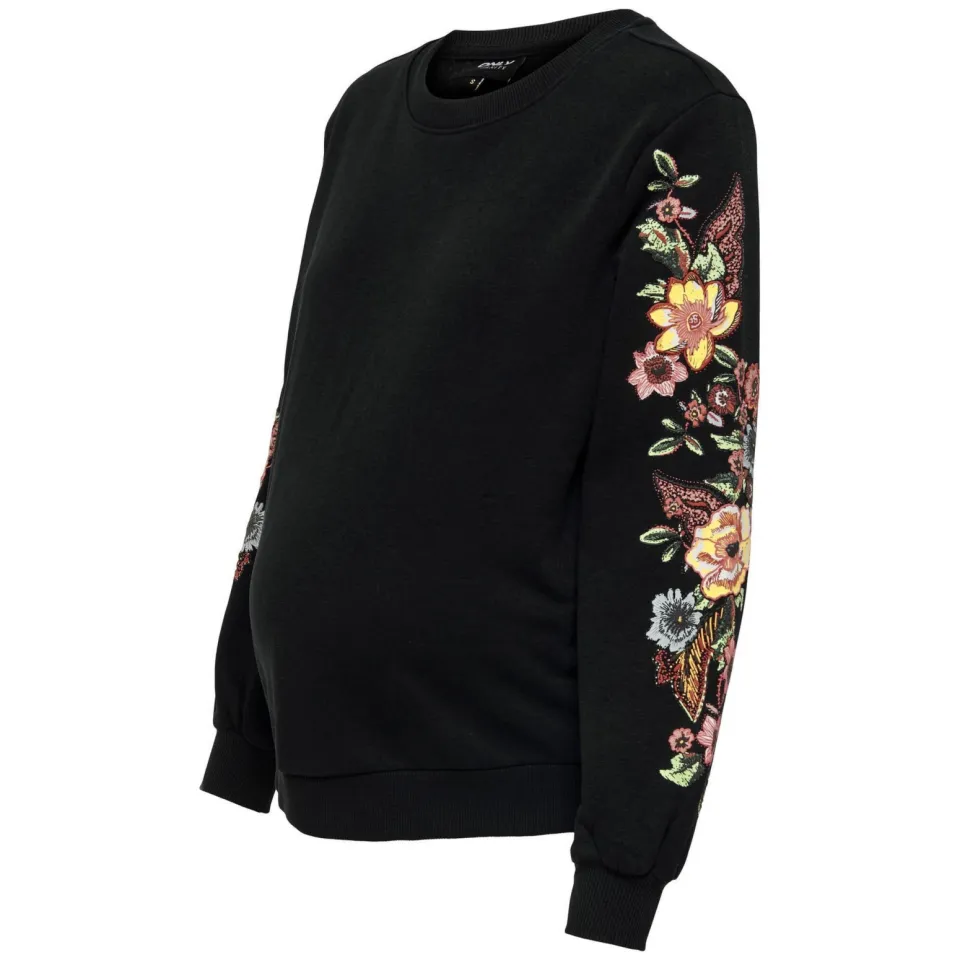 Only MATERNITY gebloemde zwangerschapssweater OLMCONNY zwart, foto 4