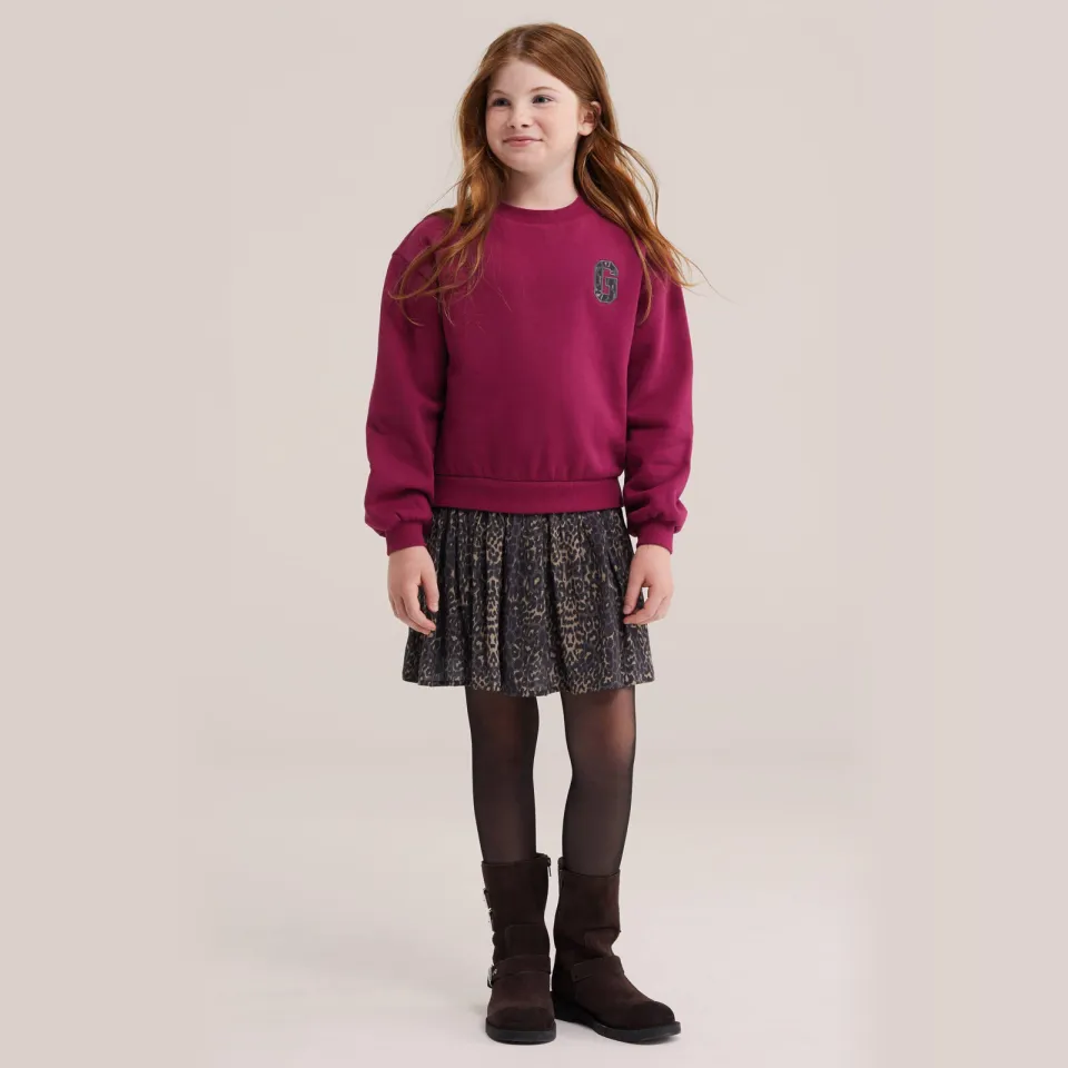 WE Fashion midi sweatjurk met panterprint roze roze/grijs