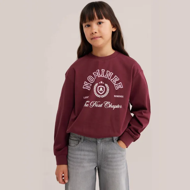 WE Fashion sweater met backprint - donkerrood