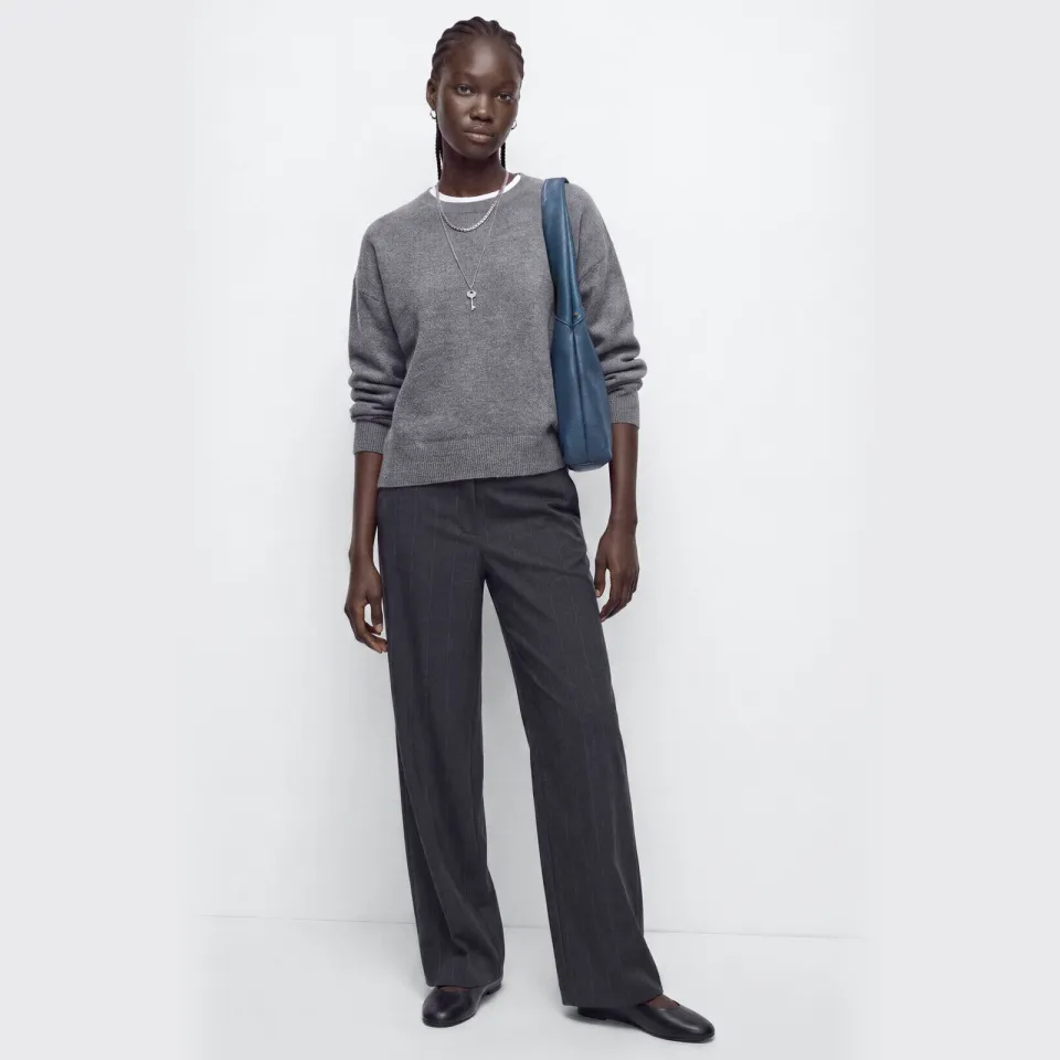 Mango TEEN gebreide trui met studs en wol - grijs, foto 3