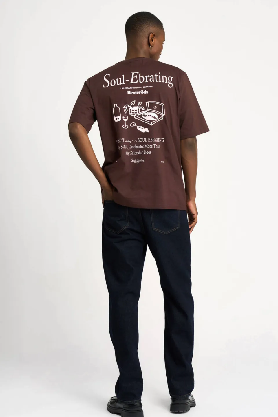 Resteröds relaxed fit T-shirt met backprint - bruin, foto 3