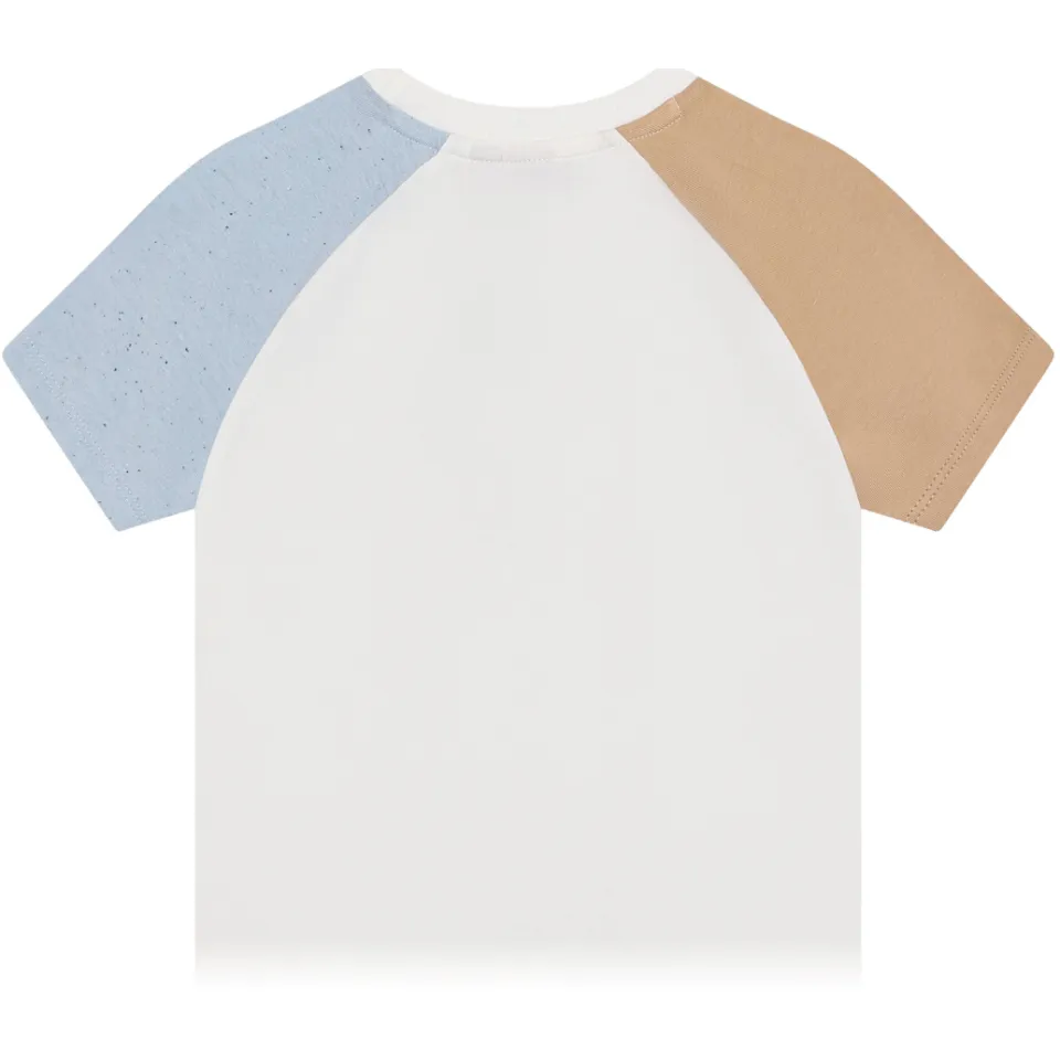 Daily7 t-shirt wit met lichtblauw en zand, foto 2