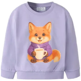 NAME IT MINI rechtvallende sweater met print - lila Paars Printopdruk