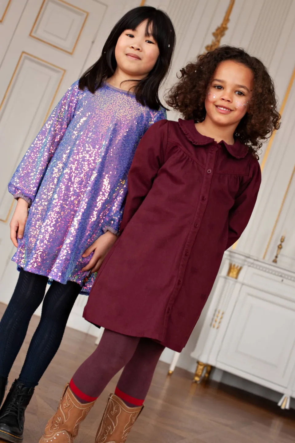 Jubel midi jurk met ruches bordeauxrood