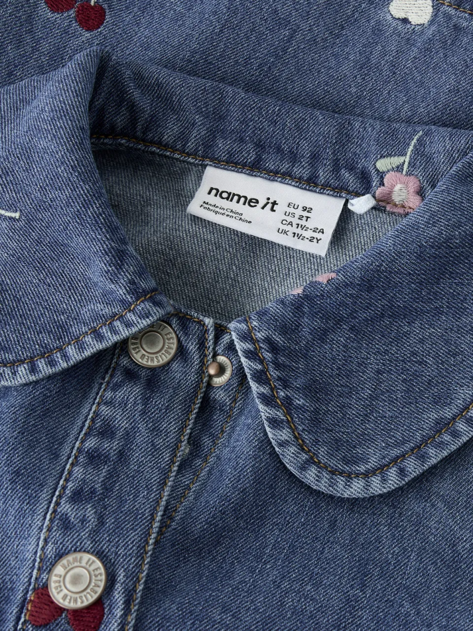 NAME IT gebloemde spijkerjurk middelblauw medium blue denim, foto 5
